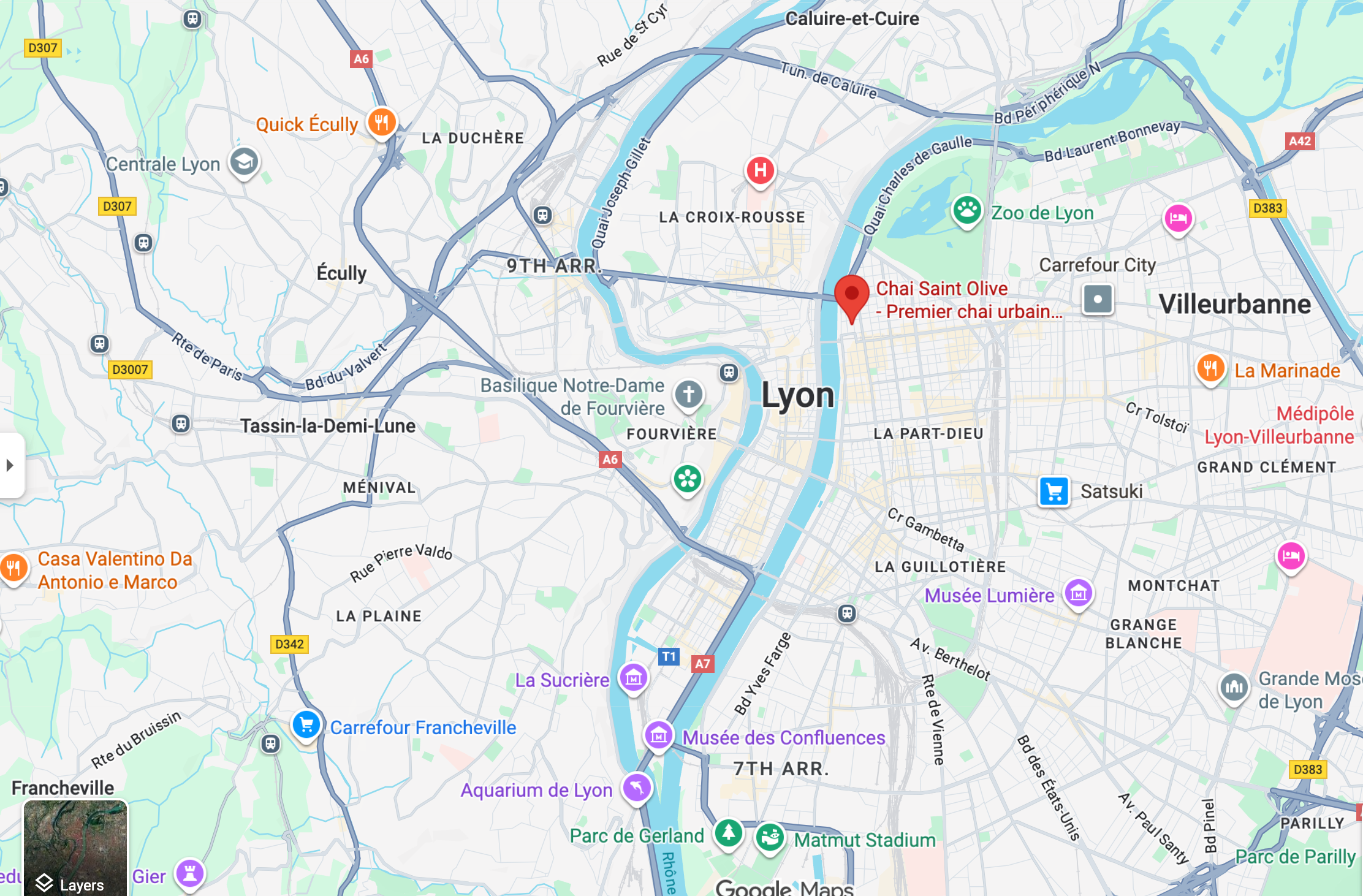 Où est le Chai Saint Olive I Carte de Lyon