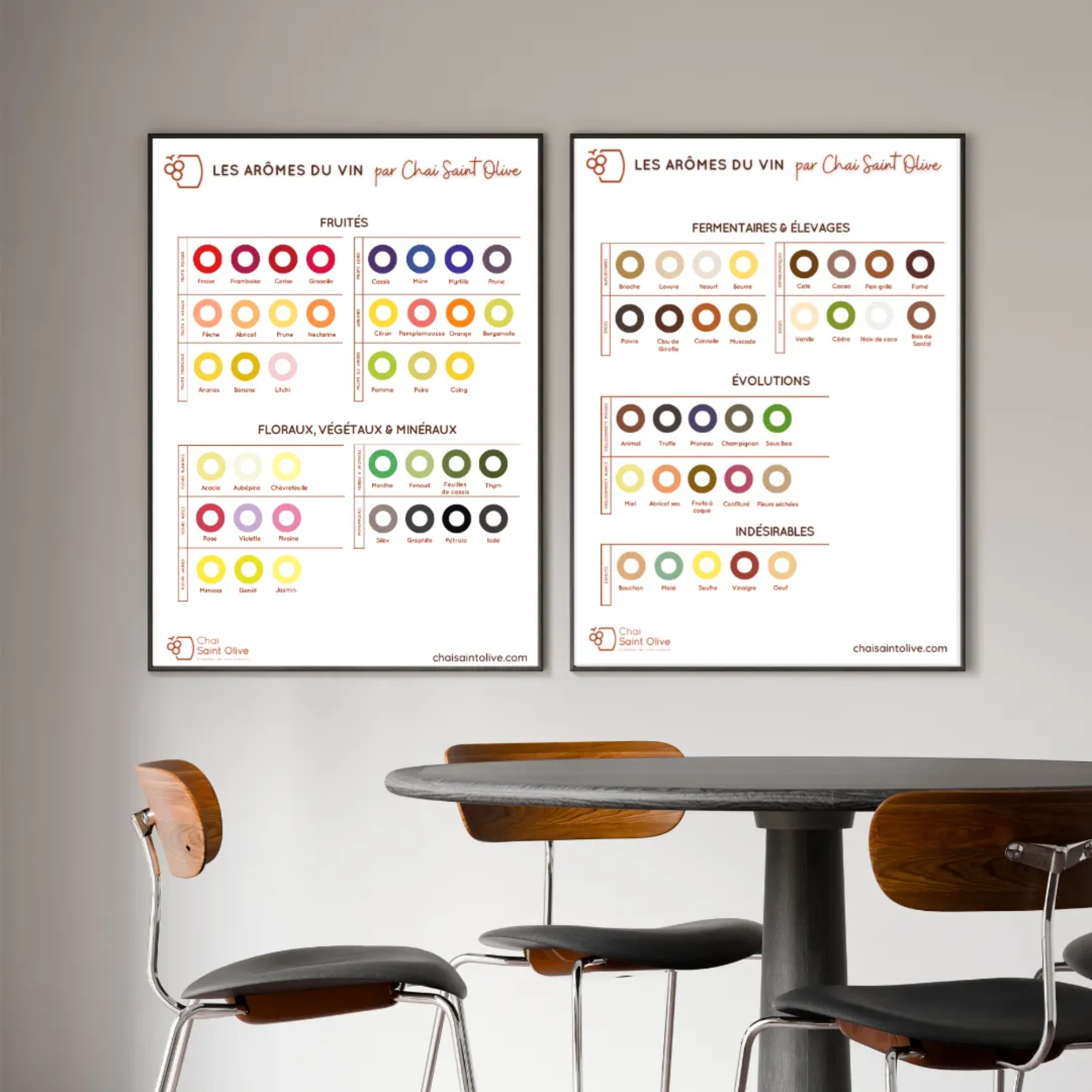 Deux affiches arômes vin chai saint olive 
